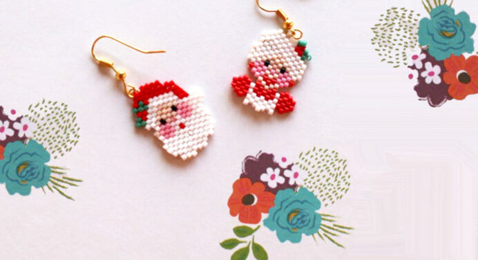 Mes boucles d’oreilles Kitsch de Noël en perles Miyuki (idées cadeaux DIY)