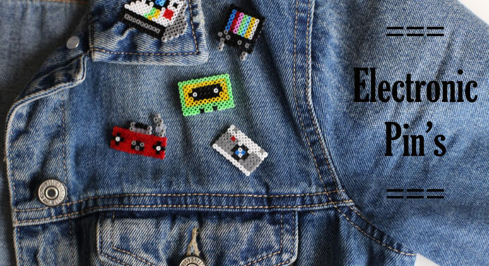Mes badges electronic design en Mini perles Hama