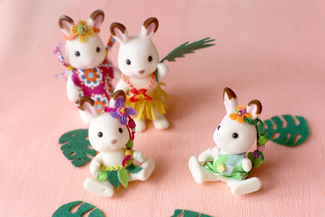 160623 hawaii famillle lapin chocolat sylvanian 2 Aloha Sylvanian Family (DIY tenues)