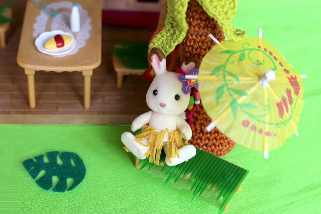 160806 aloha sylvanian palmier Bons baisers dAloha... signé la famille Lapin Chocolat (DIY)