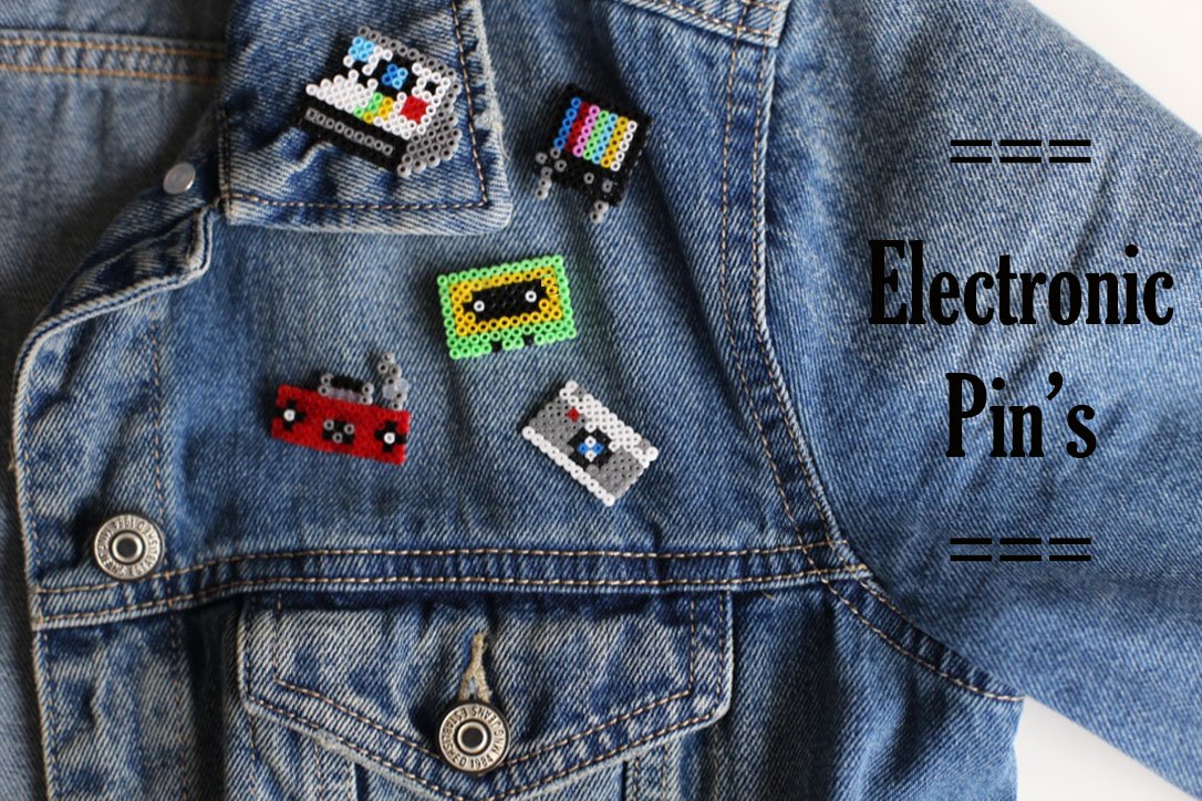 Mes badges electronic design en Mini perles Hama